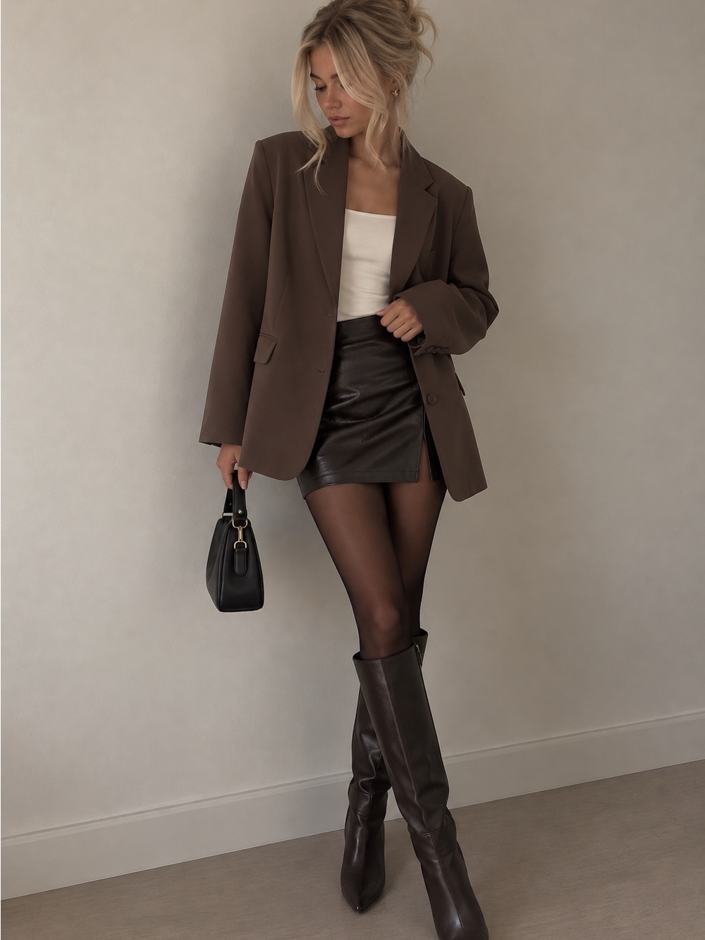Edikted Chocolate Brown Tailored Blazer